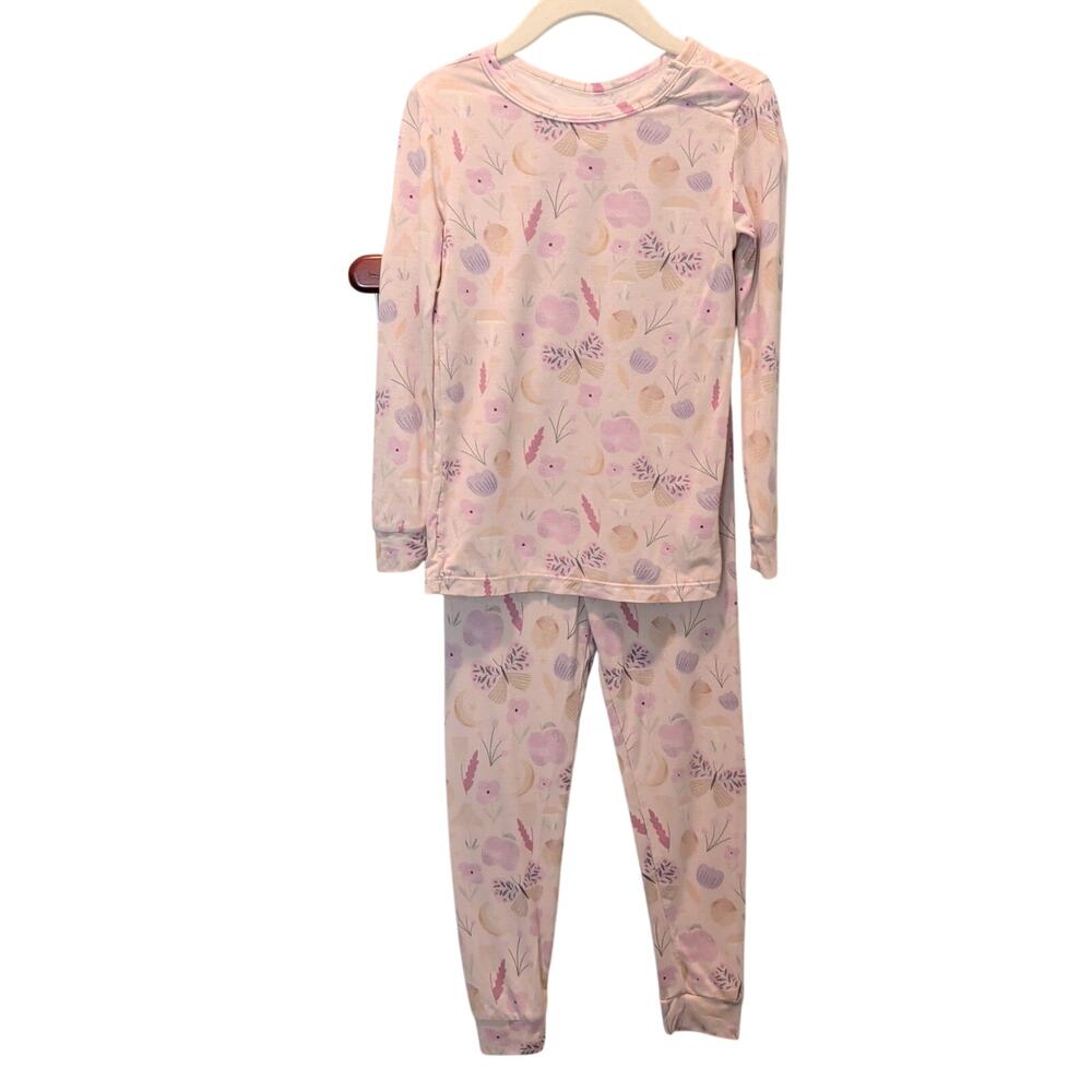 Magnetic Me Girls Sz 4T Purple Floral Butterfly Two Piece Long Sleeve Pajamas